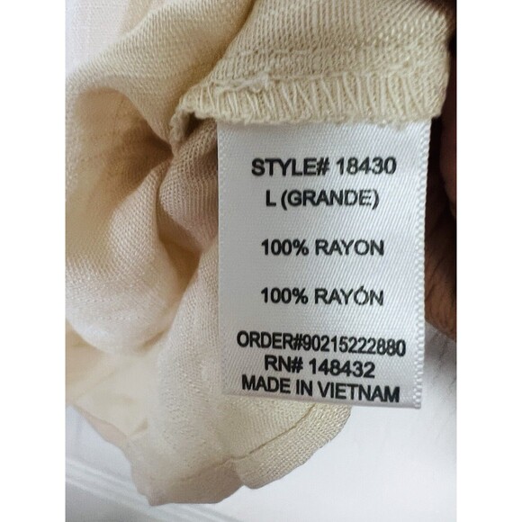 Be Cool Becool Beige Semi Sheer Button Front Tank Top Cami Large - Picture 5 of 6